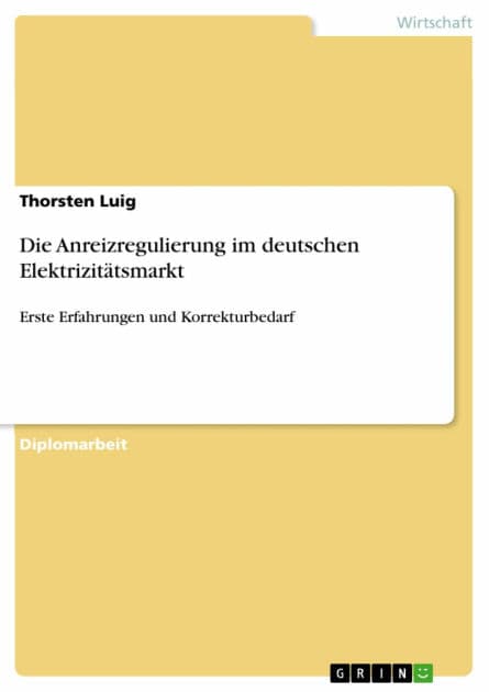 Die Anreizregulierung im deutschen Elektrizitätsmarkt: Erste Erfahrungen und Korrekturbedarf by Thorsten Luig