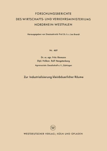 Zur Industrialisierung kleinbäuerlicher Räume by Fritz Riemann