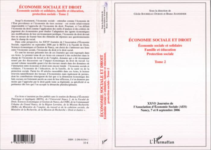 Economie sociale et droit (Tome 2): Economie sociale et solidaire, famille et éducation, protection sociale - XXVIème Journées de l'Association d'Economie Sociale (AES) ; Nancy, 7 et 8 septembre 2006 by Editions L'Harmattan
