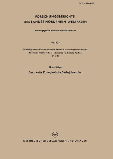 Der zweite Portugiesische Sechsjahresplan by Hans Seligo
