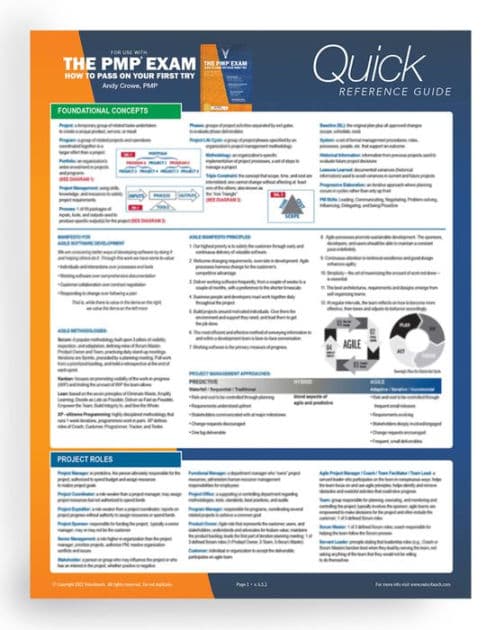 PMP Exam: Quick Reference Guide by Andy Crowe