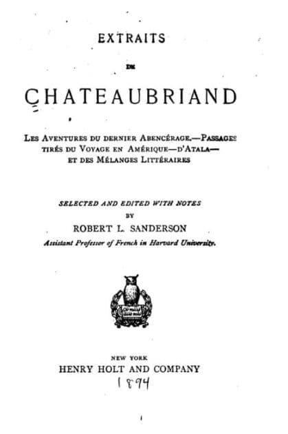 Extraits de Chateaubriand, Les aventures du dernier Abencérage by Chateaubriand