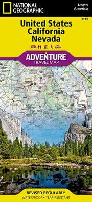 United States, California and Nevada Map by National Geographic Maps - Adventure