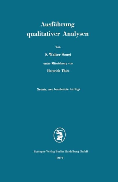 Ausführung qualitativer Analysen by Siegfried Walter Souci