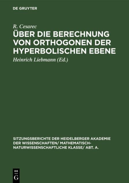 Über die Berechnung von Orthogonen der hyperbolischen Ebene by R. Cesarec