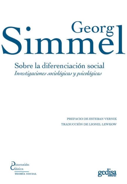 Sobre la diferenciación social: Investigaciones sociológicas y psicológicas by Georg Simmel