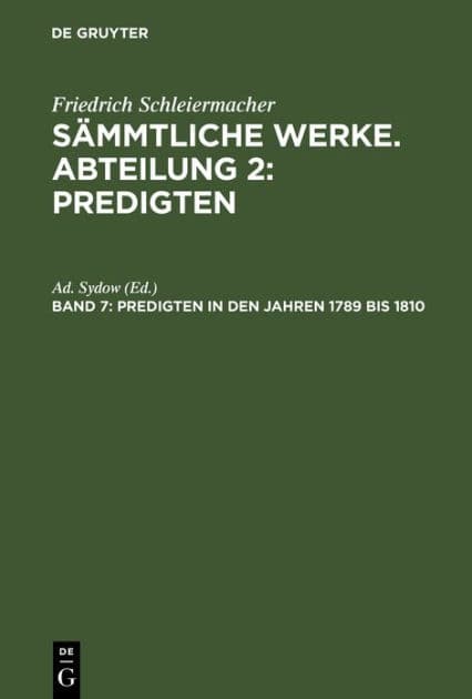 Predigten in den Jahren 1789 bis 1810 by Ad. Sydow