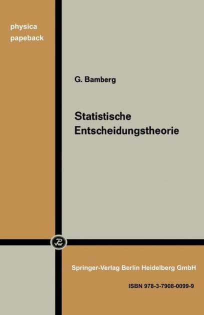 Statistische Entscheidungstheorie by G. Bamberg