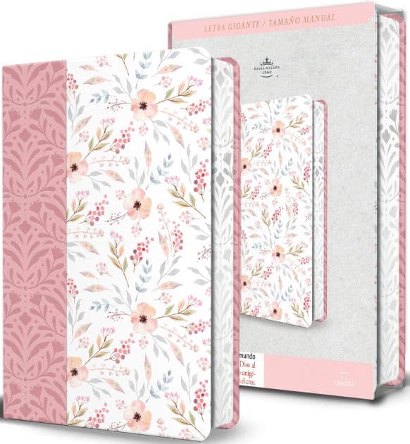 Biblia RVR 1960 Letra gigante, símil piel rosada con flores (Edición cantos pintados / Spanish Bible RVR 1960 Giant Print Handy Size Leathersoft Pink floral by Reina Valera Revisada 1960
