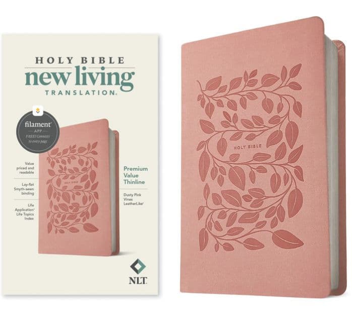 NLT Premium Value Thinline Bible, Filament Enabled (LeatherLike, Dusty Pink Vines) by Tyndale
