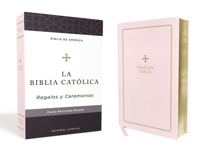 Biblia Católica, Regalos y Ceremonias, Piel reciclada, Rosado, Comfort Print by Editorial Católica