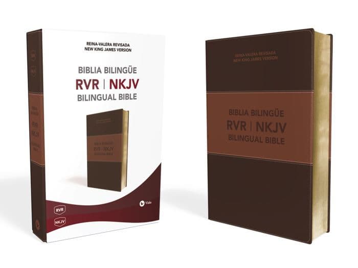 NKJV/RVR, Bilingual Bible, Leathersoft, Brown / NKJV/RVR Biblia Bilingüe, Leathersoft, Café by Reina Valera Revisada