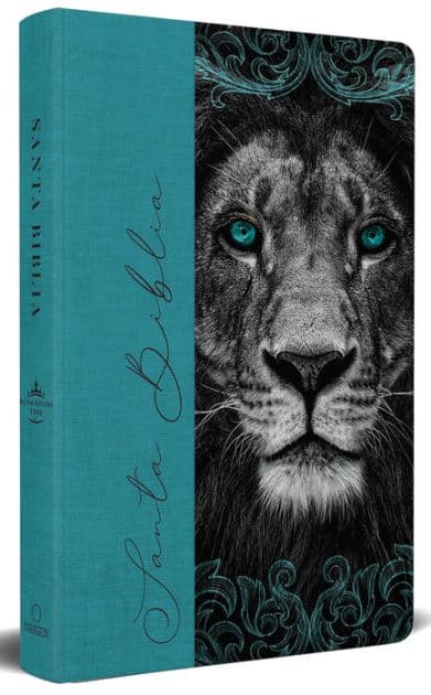 Biblia RVR 1960 letra grande, tamaño manual, tapa dura de tela León aguamarina / Spanish Bible RVR 1960 Handy Size Large Print Hardcover Cloth Lion Aquamarin by Reina Valera Revisada 1960