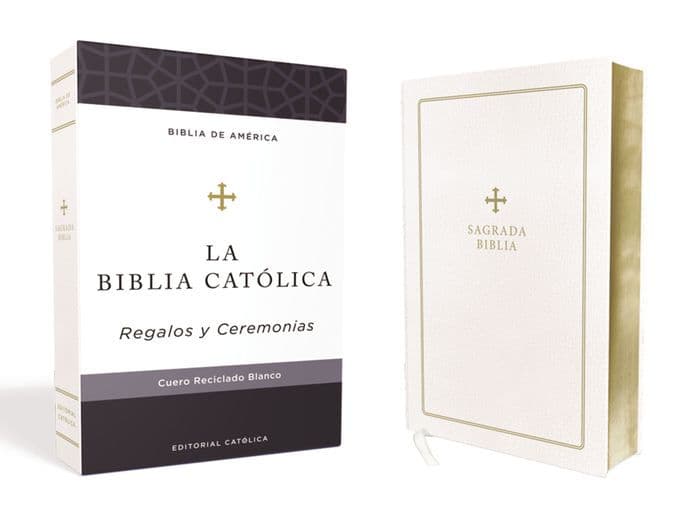 Biblia Católica, Regalos y Ceremonias, Piel reciclada, Blanco, Comfort Print by Editorial Católica