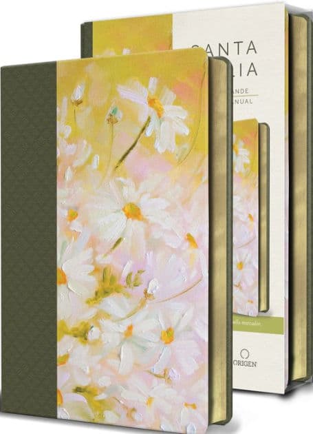 Biblia Reina Valera 1960 letra grande. Piel verde con flores, tamaño manual / Spanish Bible RVR 1960 Large Print. Imitation Green Leather With Flowers by Reina Valera Revisada 1960
