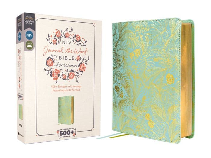 NIV, Journal the Word Bible for Women (Perfect for Note-Taking), Leathersoft, Teal, Red Letter, Comfort Print: 500+ Prompts to Encourage Journaling and Reflection by Zondervan