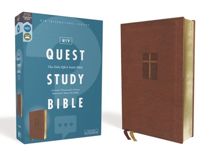 NIV, Quest Study Bible, Leathersoft, Brown, Comfort Print: The Only Q and A Study Bible by Zondervan
