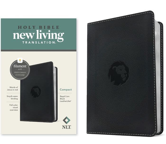 NLT Compact Bible, Filament Enabled (LeatherLike, Regal Lion Black, Red Letter) by Tyndale