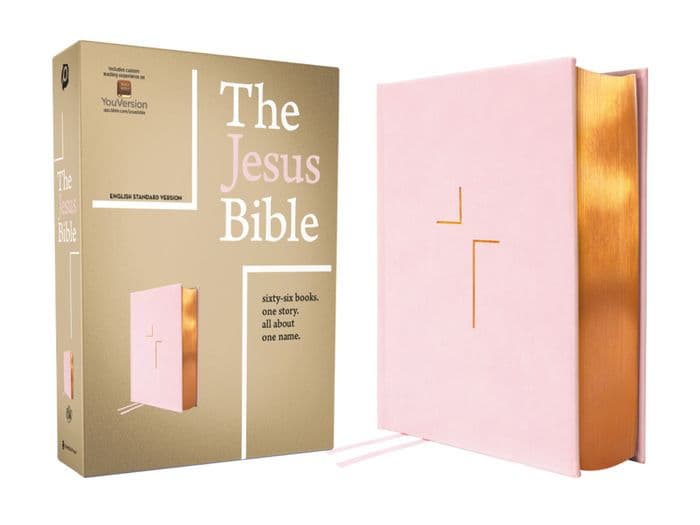 The Jesus Bible, ESV Edition, Leathersoft over Board, Pink by Zondervan