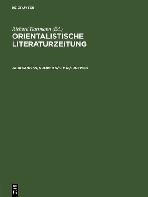 Mai/Juni 1960 by Institut für Altorientalische Philologie und Vorderasiatische Altertumskunde der Westfälischen Wilhe