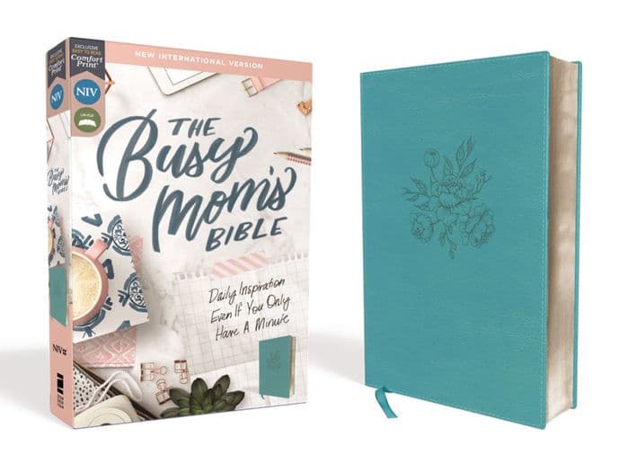 NIV, The Busy Mom's Bible, Leathersoft, Teal, Red Letter, Comfort Print: Daily Inspiration Even If You Only Have One Minute by Zondervan