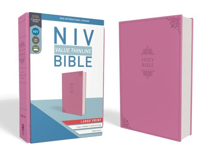 NIV, Value Thinline Bible, Large Print, Leathersoft, Pink, Comfort Print by Zondervan