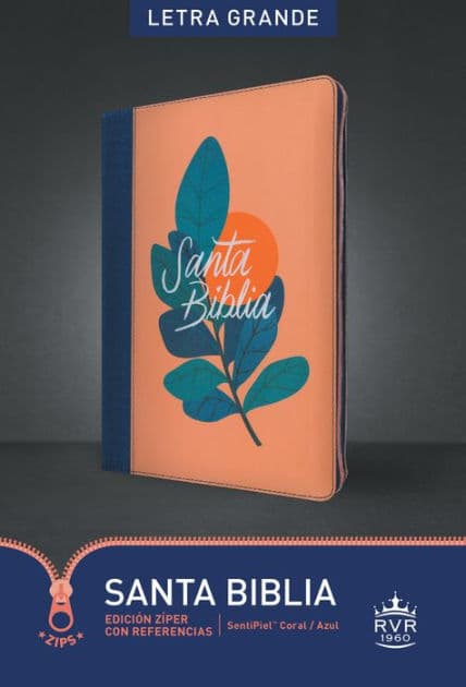 Santa Biblia RVR60, Edición zíper con referencias, letra grande (SentiPiel, Coral/Azul, Letra Roja) by Tyndale Bible