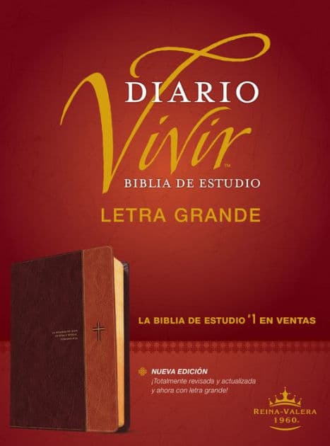 Biblia de estudio del diario vivir RVR60, letra grande (SentiPiel, Café/Café claro, Letra Roja) by Tyndale