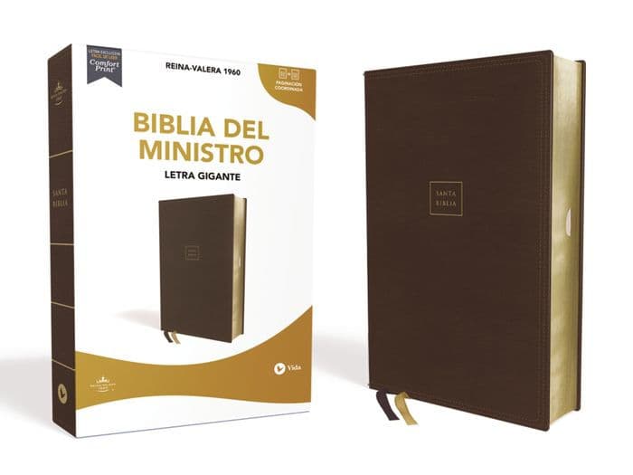 RVR60, Biblia del Ministro, Letra gigante, Leathersoft, Café, Palabras de Jesús en Rojo, Comfort Print by Vida