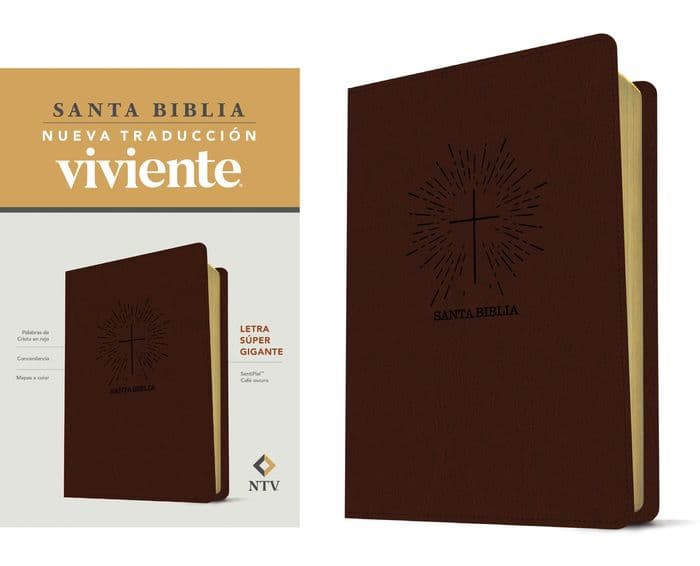 Santa Biblia NTV, letra súper gigante (SentiPiel, Café oscuro , Letra Roja) by Tyndale