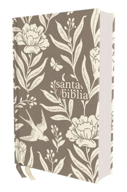 NVI, Santa Biblia, Revisión 2022, Tamaño Compacto, Tapa dura/Tela, Gris Floral, Palabras de Jesús en Rojo, Comfort Print by Nueva Versión Internacional