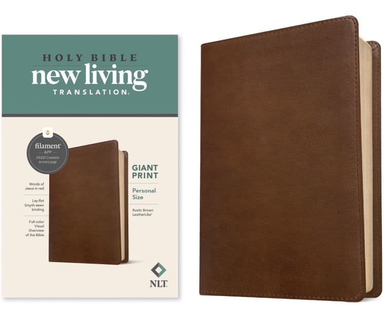 NLT Personal Size Giant Print Bible, Filament Enabled (LeatherLike, Rustic Brown, Red Letter) by Tyndale