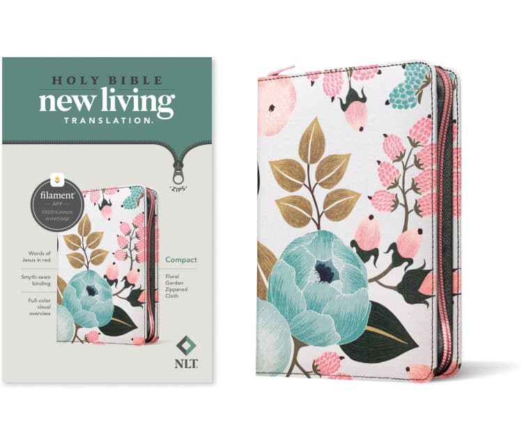 NLT Compact Zipper Bible, Filament Enabled (Cloth, Floral Garden, Red Letter) by Tyndale