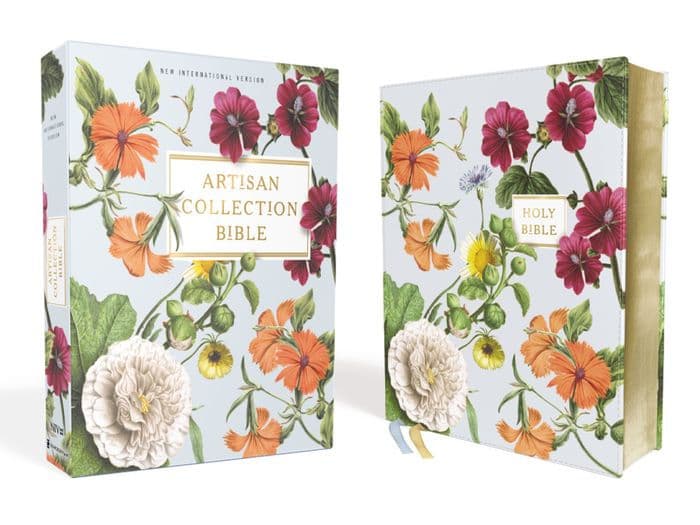 NIV, Artisan Collection Bible, Leathersoft, Blue Floral, Red Letter, Comfort Print by Zondervan