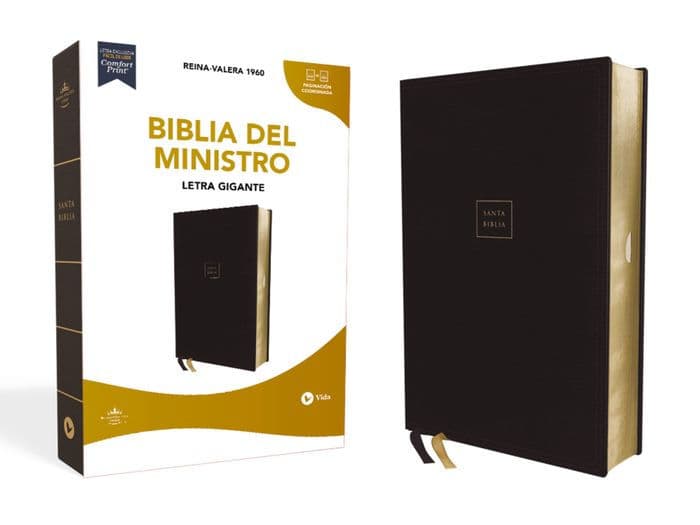 RVR60, Biblia del Ministro, Letra gigante, Leathersoft, Negro, Palabras de Jesús en Rojo, Comfort Print by Vida
