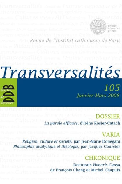 Transversalités n°105 by Institut catholique de Paris