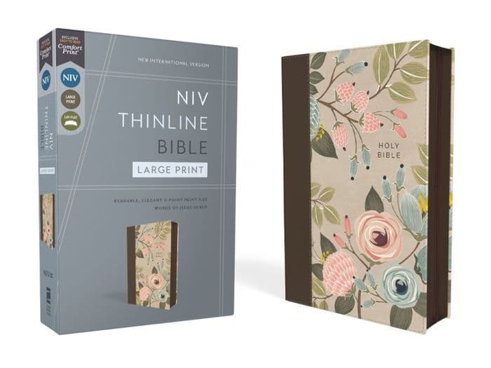 NIV, Thinline Bible, Large Print, Leathersoft, Floral, Zippered, Red Letter, Comfort Print by Zondervan
