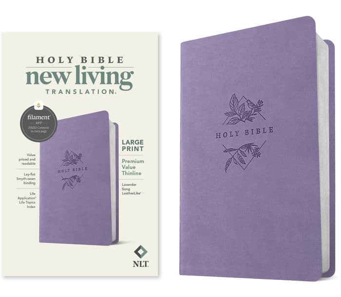 NLT Large Print Premium Value Thinline Bible, Filament Enabled (LeatherLike, Lavender Song) by Tyndale