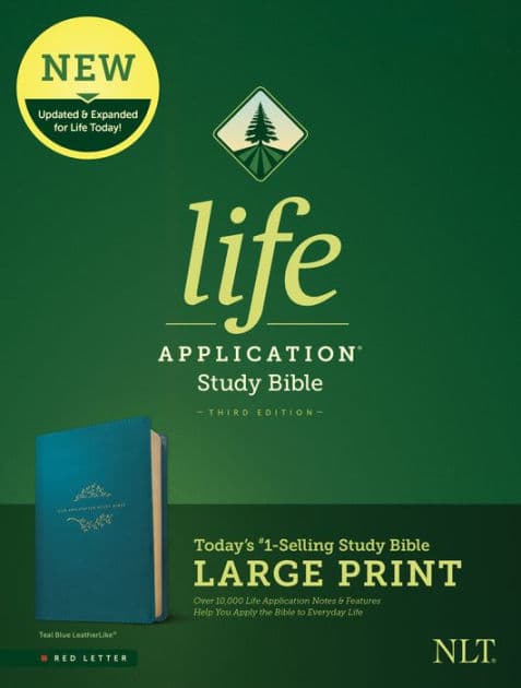 NLT Life Application Study Bible, Third Edition, Large Print (LeatherLike, Teal Blue, Red Letter) by Tyndale