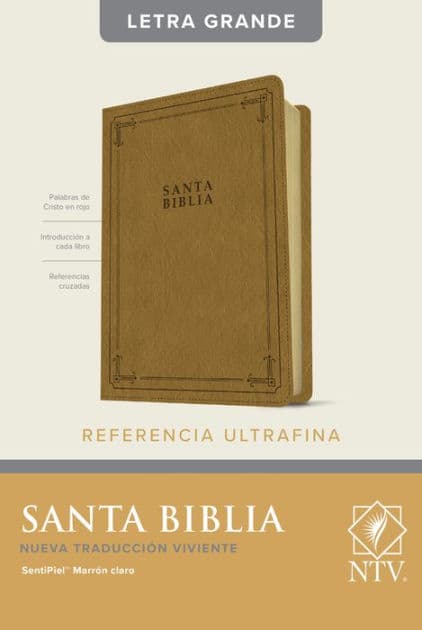 Santa Biblia NTV, Edición de referencia ultrafina, letra grande (SentiPiel, Marrón claro, Letra Roja) by Tyndale