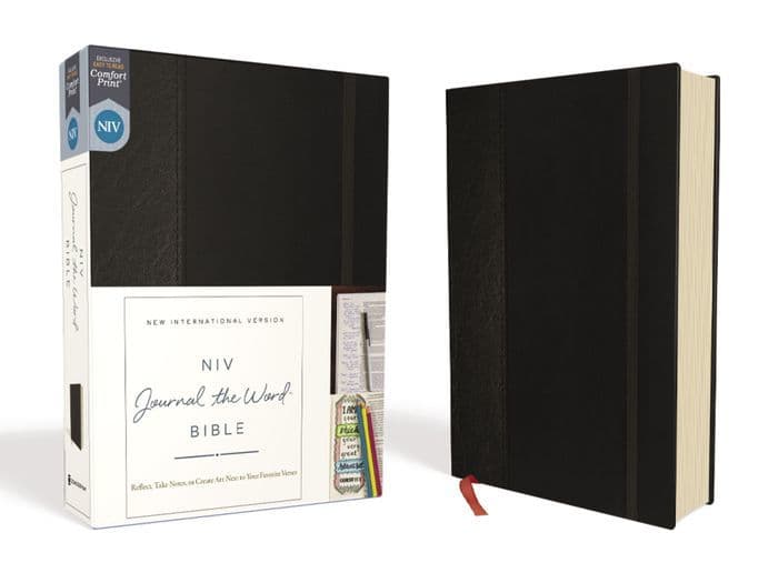 NIV, Journal the Word Bible (Perfect for Note-Taking), Hardcover, Black, Red Letter, Comfort Print: Reflect, Take Notes, or Create Art Next to Your Favorite Verses by Zondervan