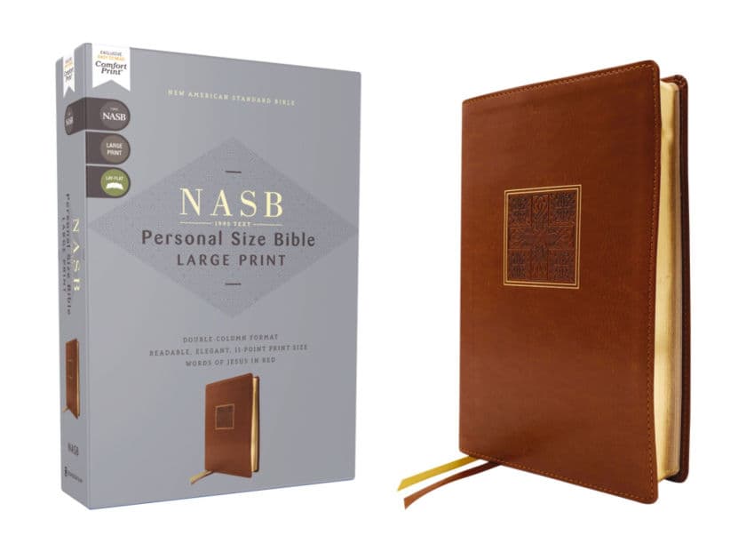 NASB, Personal Size Bible, Large Print, Leathersoft, Brown, Red Letter, 1995 Text, Comfort Print by Zondervan