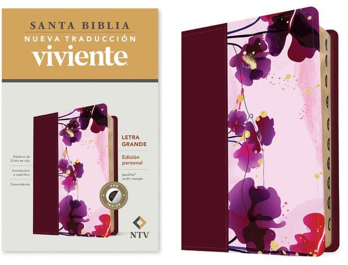 Santa Biblia NTV, Edición personal, letra grande (SentiPiel, Jardín morado, Índice) by Tyndale