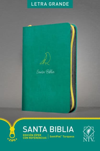 Santa Biblia NTV, Edición zíper con referencias, letra grande (SentiPiel, Turquesa, Letra Roja) by Tyndale
