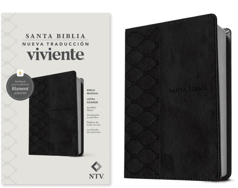 Biblia manual NTV, letra grande con Filament (SentiPiel, Negro, Letra Roja) by Tyndale