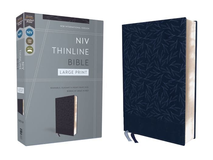 NIV, Thinline Bible, Large Print, Leathersoft, Navy, Red Letter, Comfort Print by Zondervan