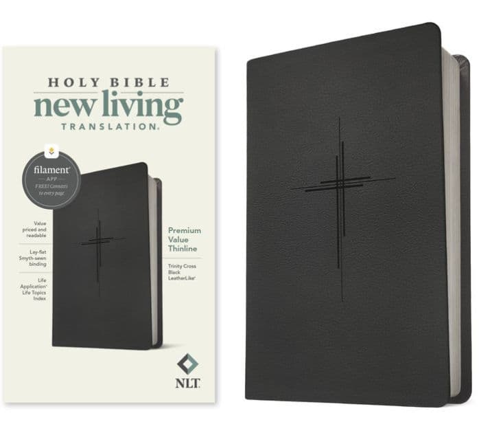 NLT Premium Value Thinline Bible, Filament Enabled (LeatherLike, Trinity Cross Black) by Tyndale