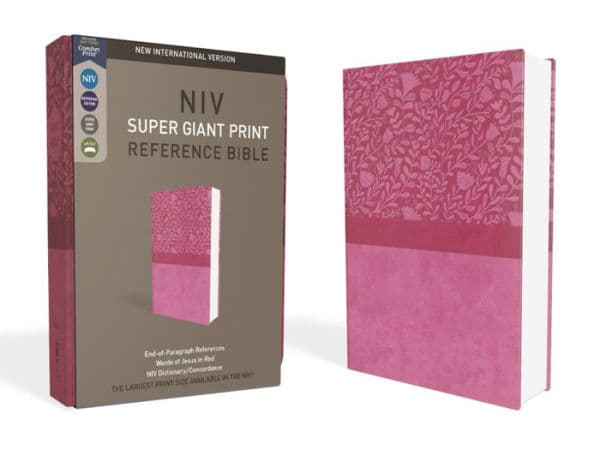 NIV, Super Giant Print Reference Bible, Leathersoft, Pink, Red Letter, Comfort Print by Zondervan
