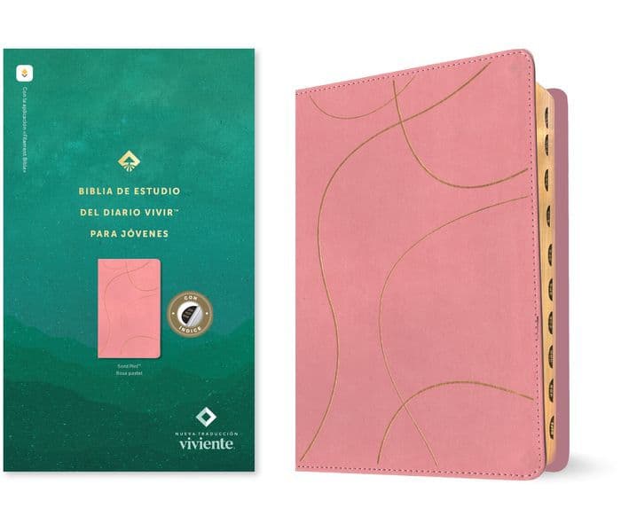 Biblia de estudio del diario vivir para jóvenes NTV con Filament (SentiPiel, Rosa pastel, Índice, Letra Roja) by Tyndale