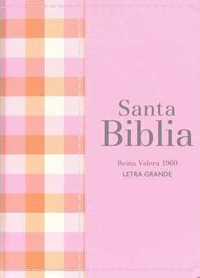 Biblia RVR 1960 Compacta Símil Piel Cuadros Rosa Claro (Bible RVR 1960 Compact Size LeatherLike Light Pink Checked Pattern (Spanish Edition) by Reina Valera 1960